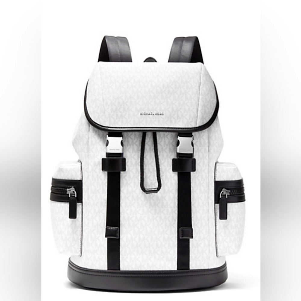 Michael Kors Cooper Backpack White Large Logo Mens Unisex